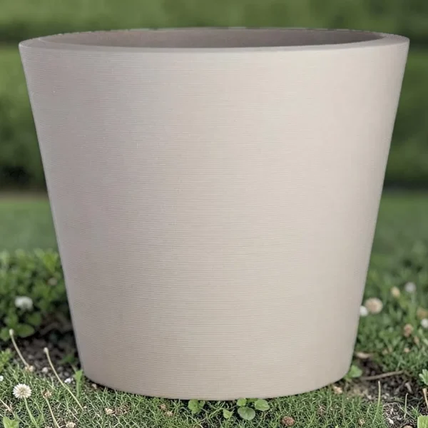 Sandstone Low Linea Outdoor Planter - Modern Textured Garden Bowl, Medium